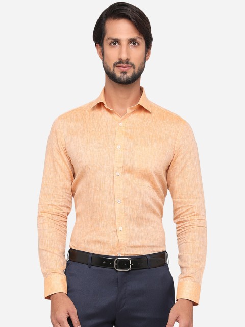 

JADE BLUE Men Orange Linen Regular Fit Formal Shirt
