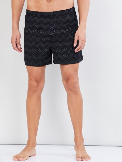

max Men Black Printed Cotton Boxers NOOSAOPBXBKBLACK