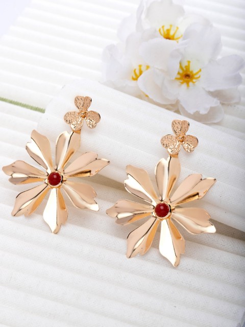 

CRZ Gold-Toned Floral Drop Earrings