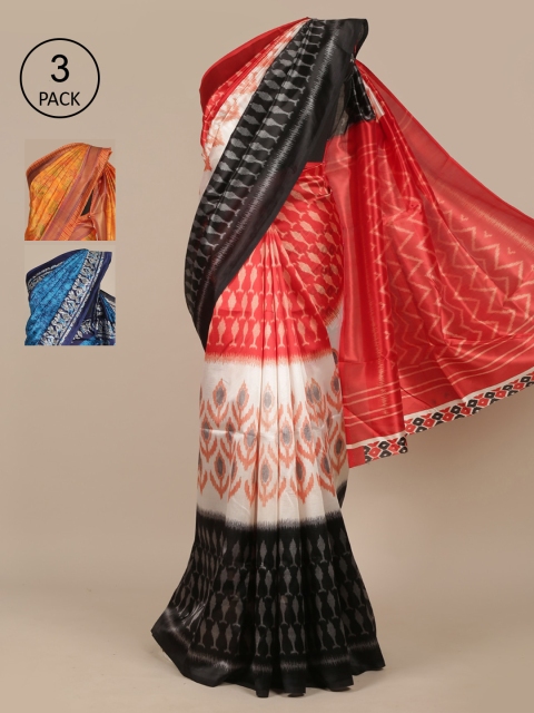 

Pothys Multicoloured Set of 3 Ethnic Motifs Jute Silk Saree, Multi