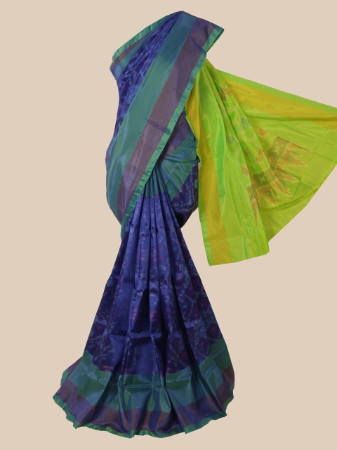 

Pothys Blue Solid Pure Silk Saree