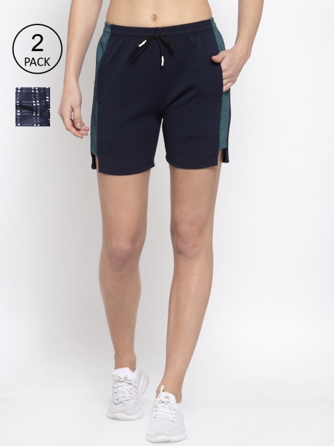 

KLOTTHE Women Pack of 2 Traning & Gym Regular Fit Shorts, Multi