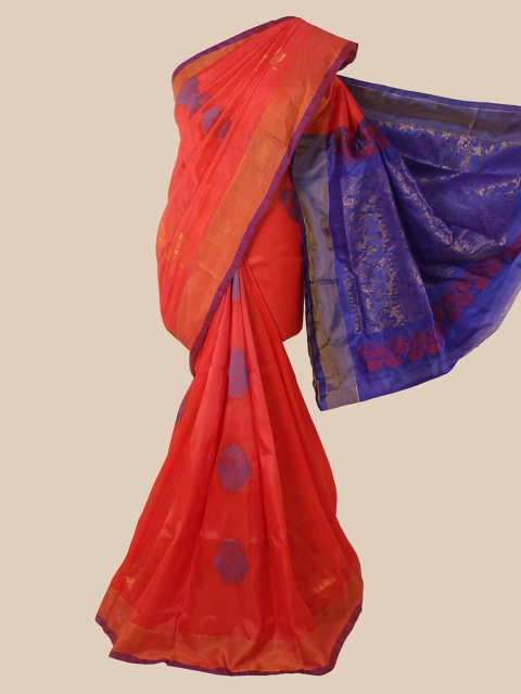 

Pothys Orange Woven Design Pure Silk Saree