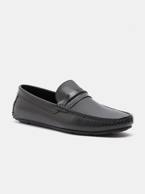 

shoexpress Men Black Solid PU Driving Shoes