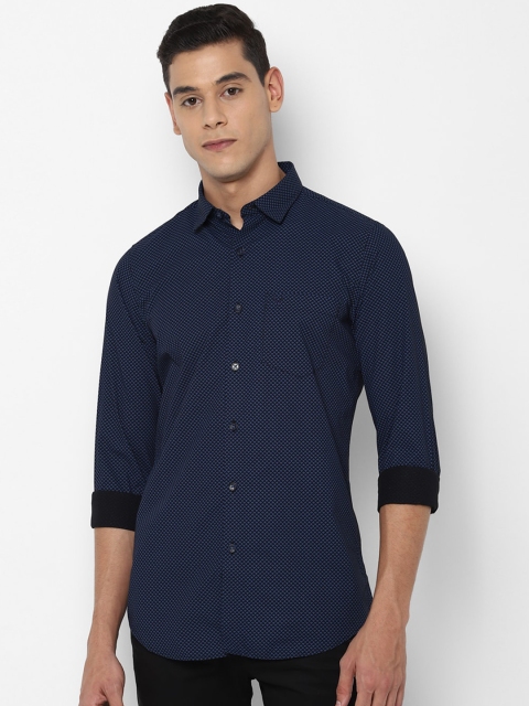 

Allen Solly Men Navy Blue Slim Fit Printed Cotton Casual Shirt