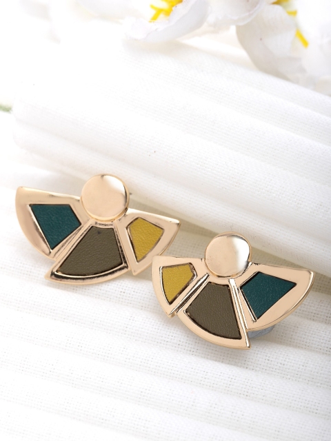 

CRZ Multicoloure Gold-Plated Geometric Studs, Multi