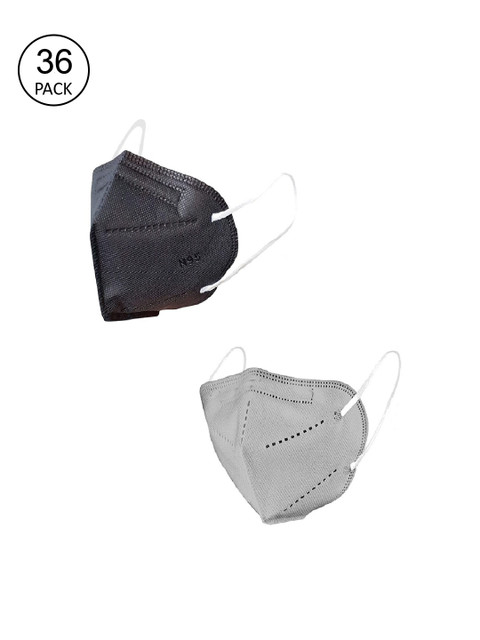 

OOMPH Unisex Pack Of 36 5-Ply Reusable Anti-Pollution KN95 Face Masks, Black