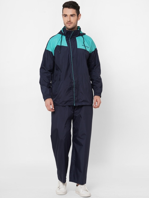 

Zeel Men Navy Blue Colourblocked Waterproof Rain Suit