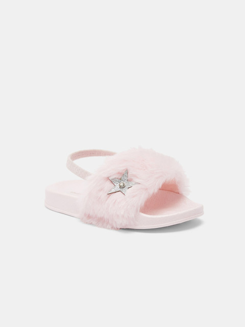

shoexpress Girls Pink Open Toe Flats with Star Applique