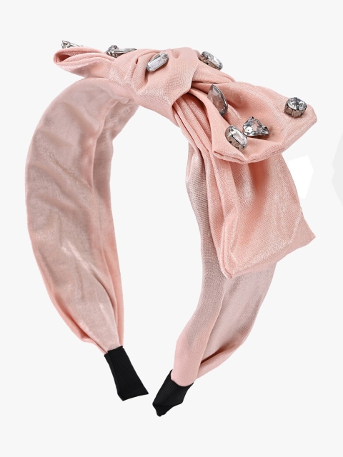 

BuckleUp Women Peah Embellished Hairband with Knot Detail, Peach