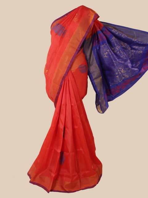 

Pothys Peach Ethnic Motifs Pure Silk Saree