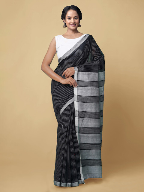

Unnati Silks Black Pure Cotton Mangalagiri Saree