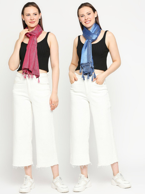 

Get Wrapped Pack of 2 Women Pink & Blue Scarf