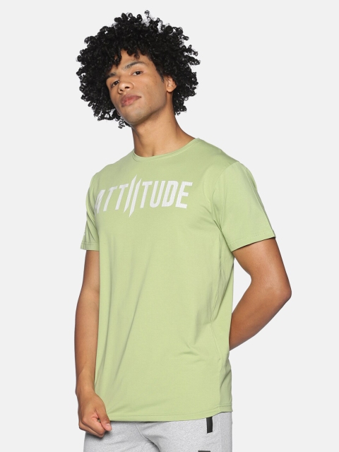 

ATTIITUDE Men Green Typography Printed Slim Fit T-shirt