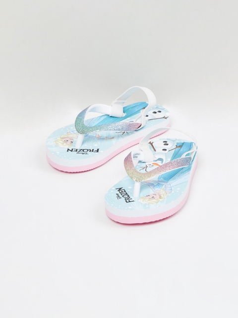 

max Girls Blue & White Printed Thong Flip-Flops