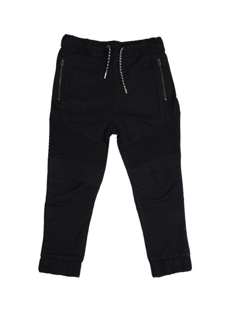 

FIVE STONES Boys Black Solid Slim-Fit Joggers