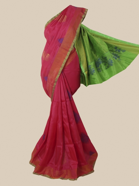 

Pothys Pink Ethnic Motifs Zari Pure Silk Saree