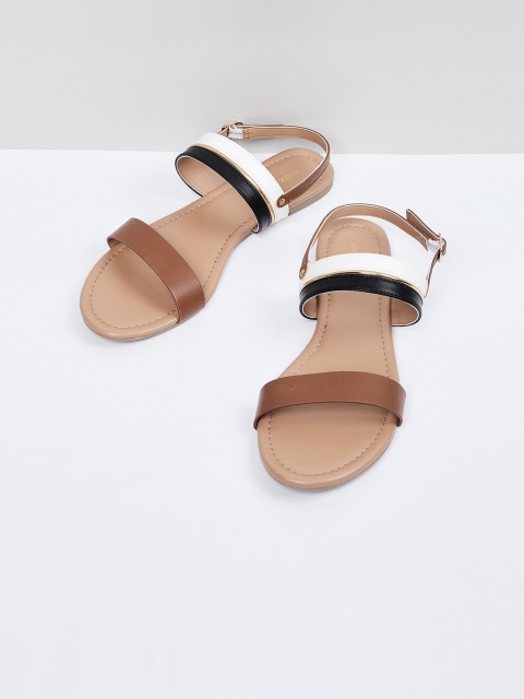 

max Women Brown Colourblocked Open Toe Flats with Buckles