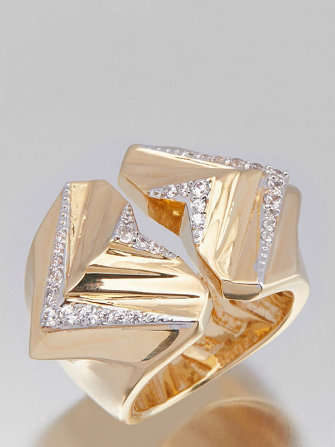 

shaze Gold-Plated & White CZ-Studded Ring