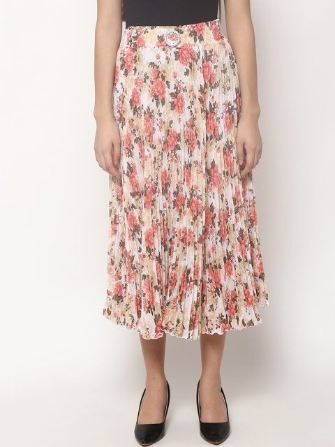 

V2 Value & Variety Women Red & Beige Printed Flared Midi Skirt