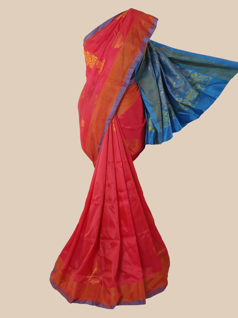 

Pothys Pink Ethnic Motifs Pure Silk Saree