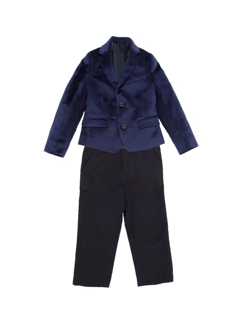 

Allen Solly Junior Boys Navy Blue Solid Pure Cotton Two-Piece Suit