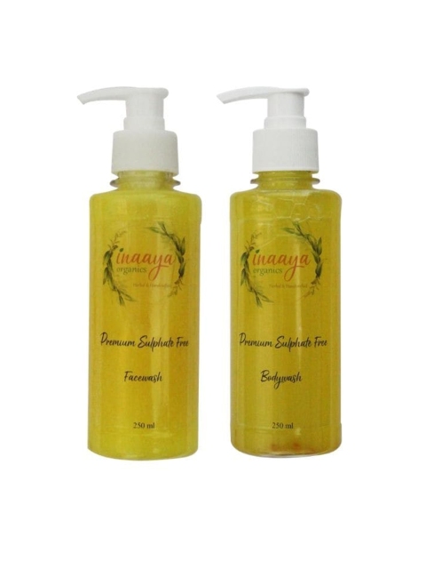 

Inaaya Organics Pack Of 2 Unisex Organic Face Wash & Body Wash 500 ml, Yellow