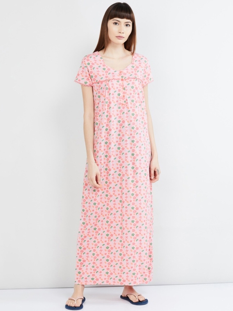 

max Pink & Green Printed Cotton Nightdress