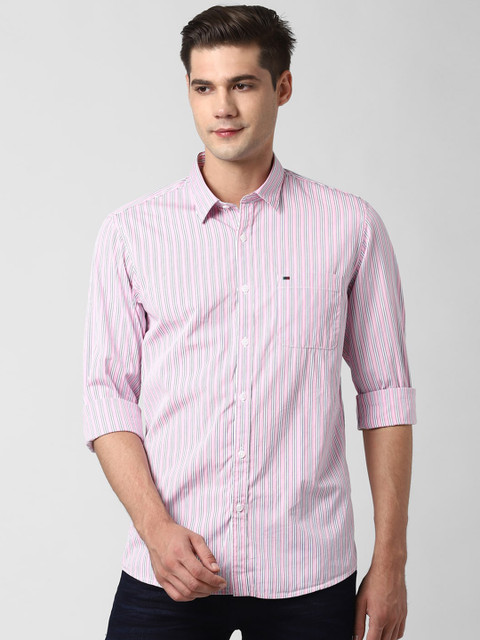 

Peter England Casuals Men Pink Slim Fit Striped Casual Shirt
