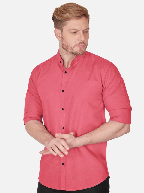 

VeBNoR Men Pink Slim Fit Cotton Casual Shirt