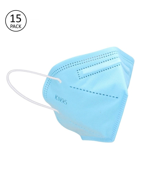 OOMPH Pack Of 15 Solid 5-Ply Reusable Anti-Pollution KN95 Face Masks, Blue