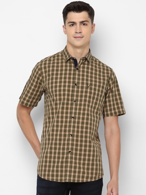 

Allen Solly Men Olive Slim Fit Checked Cotton Casual Shirt