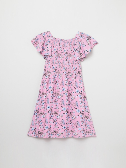 

max Pink & Blue Floral Crepe A-Line Dress