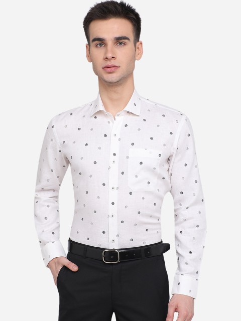 

JADE BLUE Men White Printed Formal Shirt