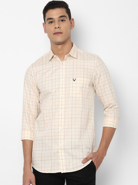 Allen Solly Men Beige Slim Fit Checked Casual Shirt