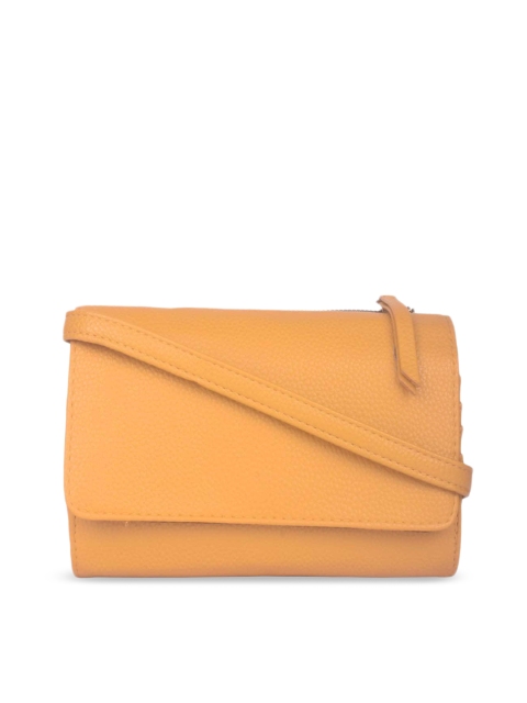 

Bagkok Yellow Textured PU Structured Sling Bag