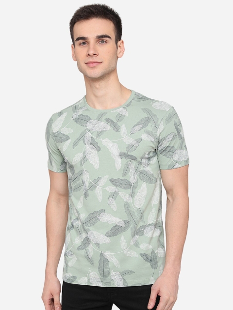 

JADE BLUE Men Green Printed Cotton Slim Fit T-shirt