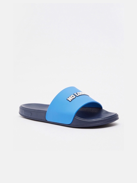 

shoexpress Men Blue & White Rubber Sliders