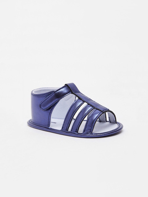 

shoexpress Metallic Toned Booties with Hook and Loop Closure, Blue
