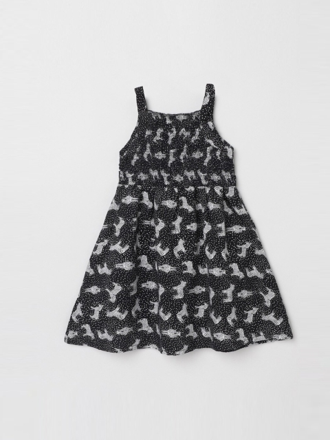 max Black & White Crepe A-Line Dress