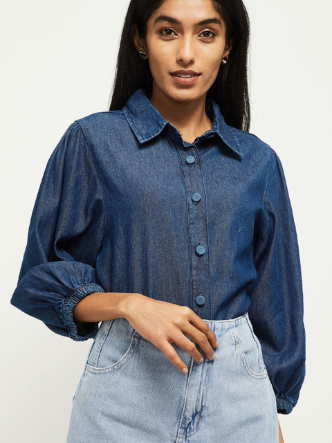 

max Women Blue Casual Shirt