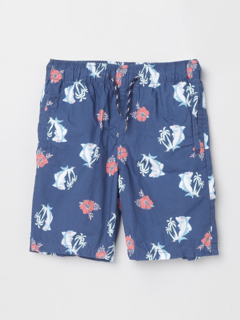 

max Boys Blue Printed Mid-Rise Regular Shorts