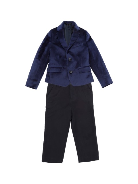 

Allen Solly Junior Boys Navy-Blue Single-Breasted Velvet Finish Pure Cotton Formal Suit