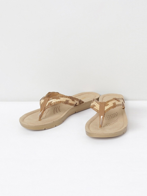 max Women Brown Embellished Open Toe Flats