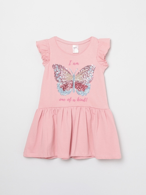 

max Girls Pink Sequined Drop-Waist Dress
