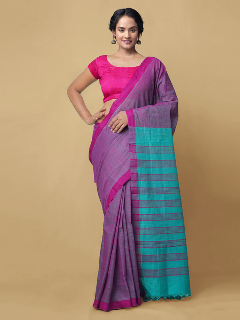 

Unnati Silks Pink Woven Design Pure Cotton Mangalagiri Saree
