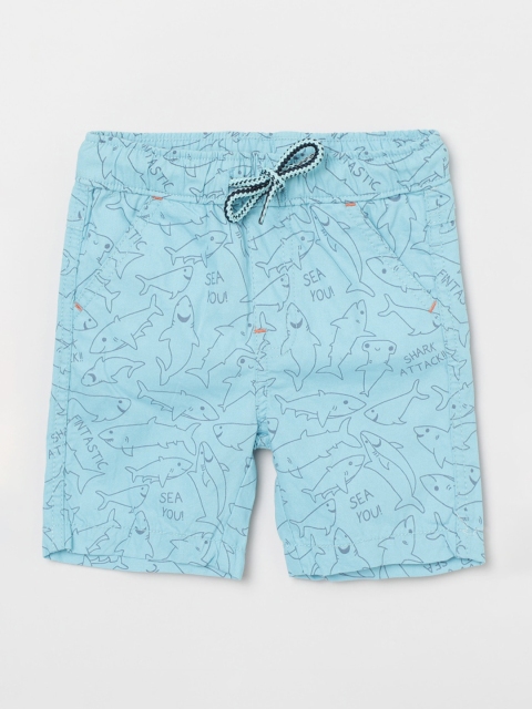 

max Boys Blue Conversational Printed Mid-Rise Cotton Regular Shorts