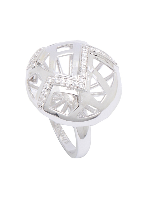 

shaze Silver-Toned & White CZ-Studded Fingerring