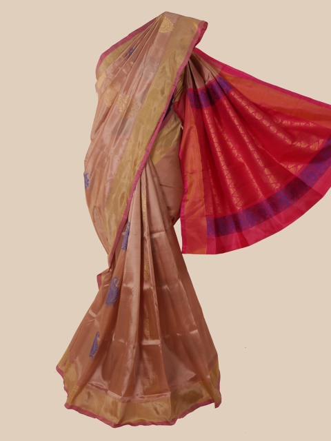 

Pothys Brown Checked Zari Pure Silk Saree