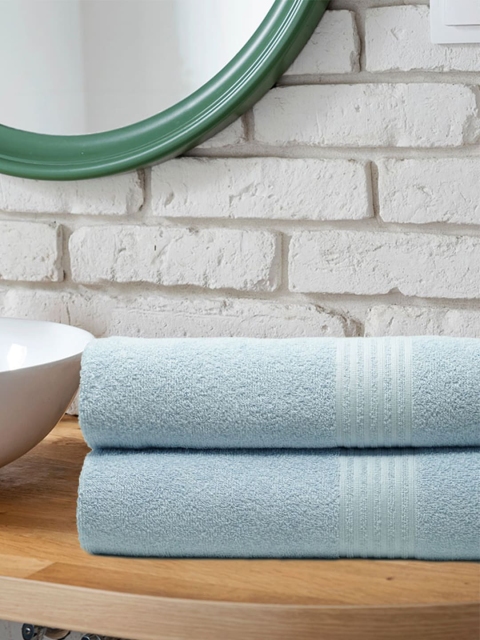 

Trident Blue Pack of 2 Solid 380 GSM Antimicrobial Bath Towel